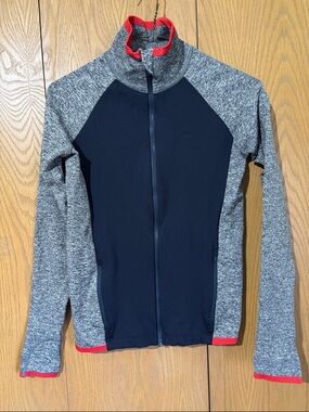 Athleta Navy XS Zip Jacket with Red Accent zip up pockets